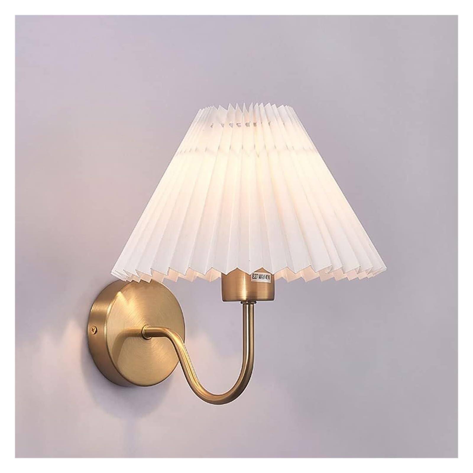 VDOQTLJT Night Light Pleated Fabric Wall Lamp Gold E27 Bedside Simple Aisle Indoor Sconce Lamps sconces