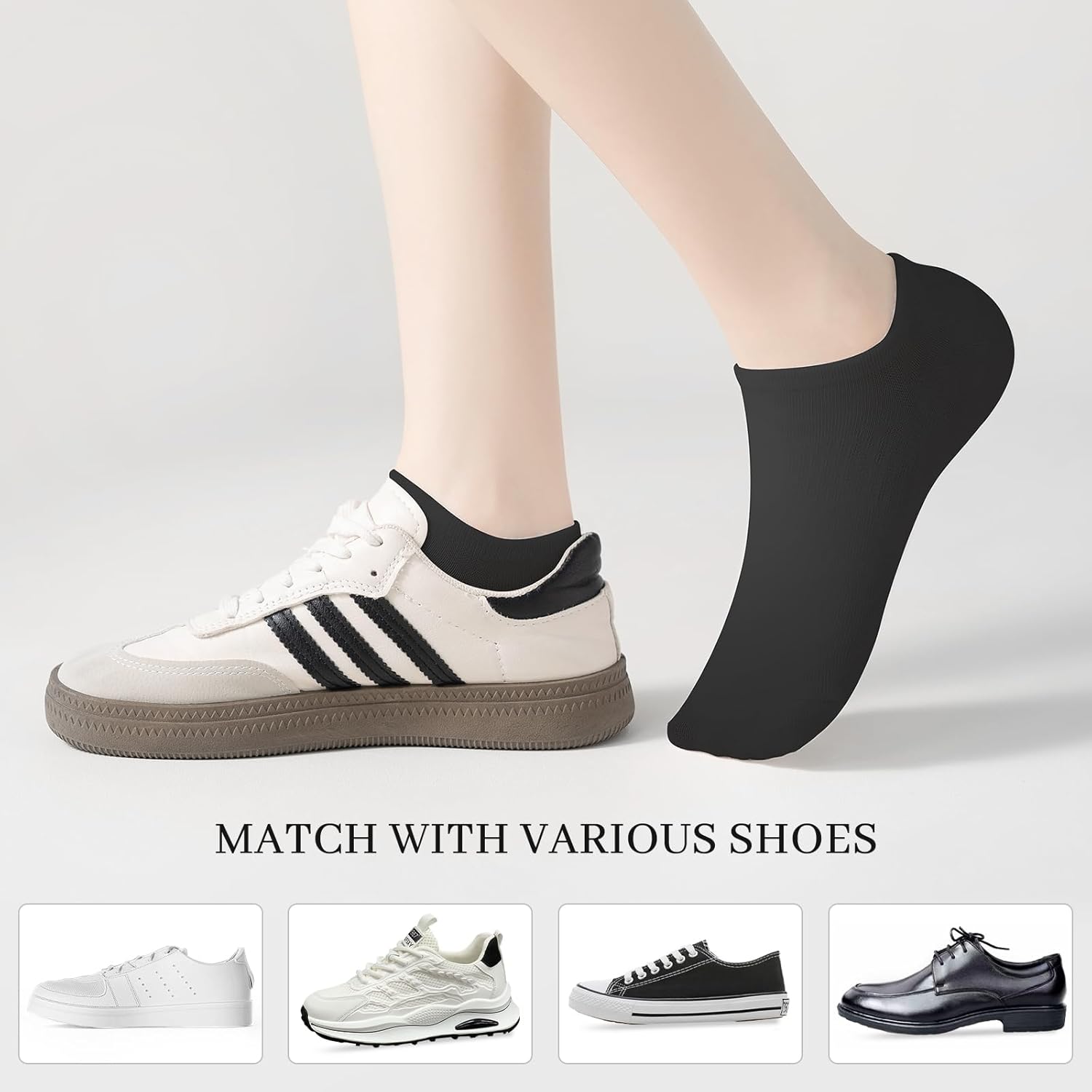 Sunm Boutique No Show Socks Womens Low Cut & Non Slip, Invisible Liner Casual & Formal Socks, Flat Boat Line 3 Pairs - Image 6