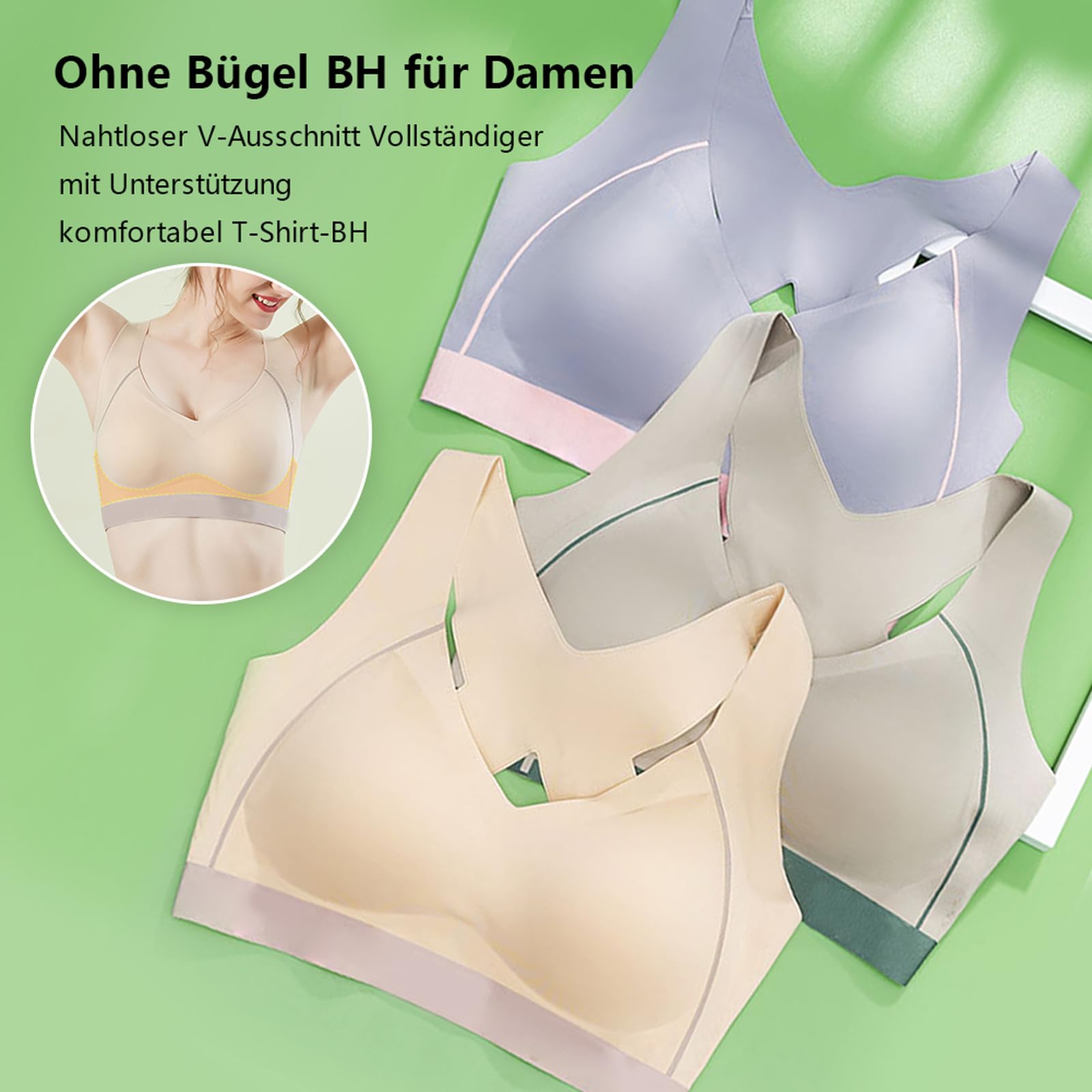 Sport BH Damen ohne bügel Tshirt BH Bustier Baumwolle Damen