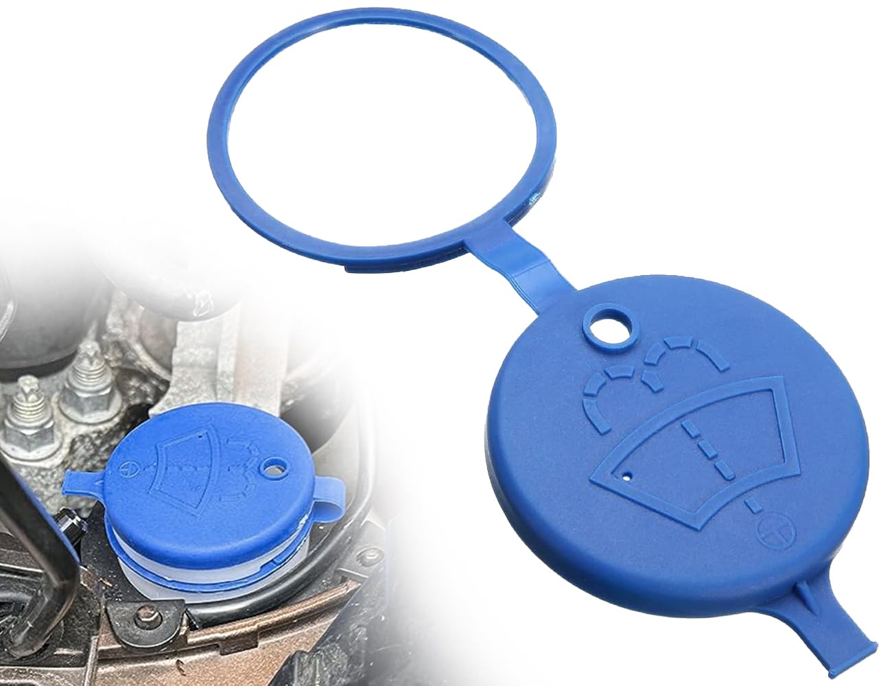 KAPSING Tappo serbatoio contenitore liquido lavavetri per auto, coperchio contenitore liquido tergicristallo, adatto alla maggior parte dei modelli, 13227300