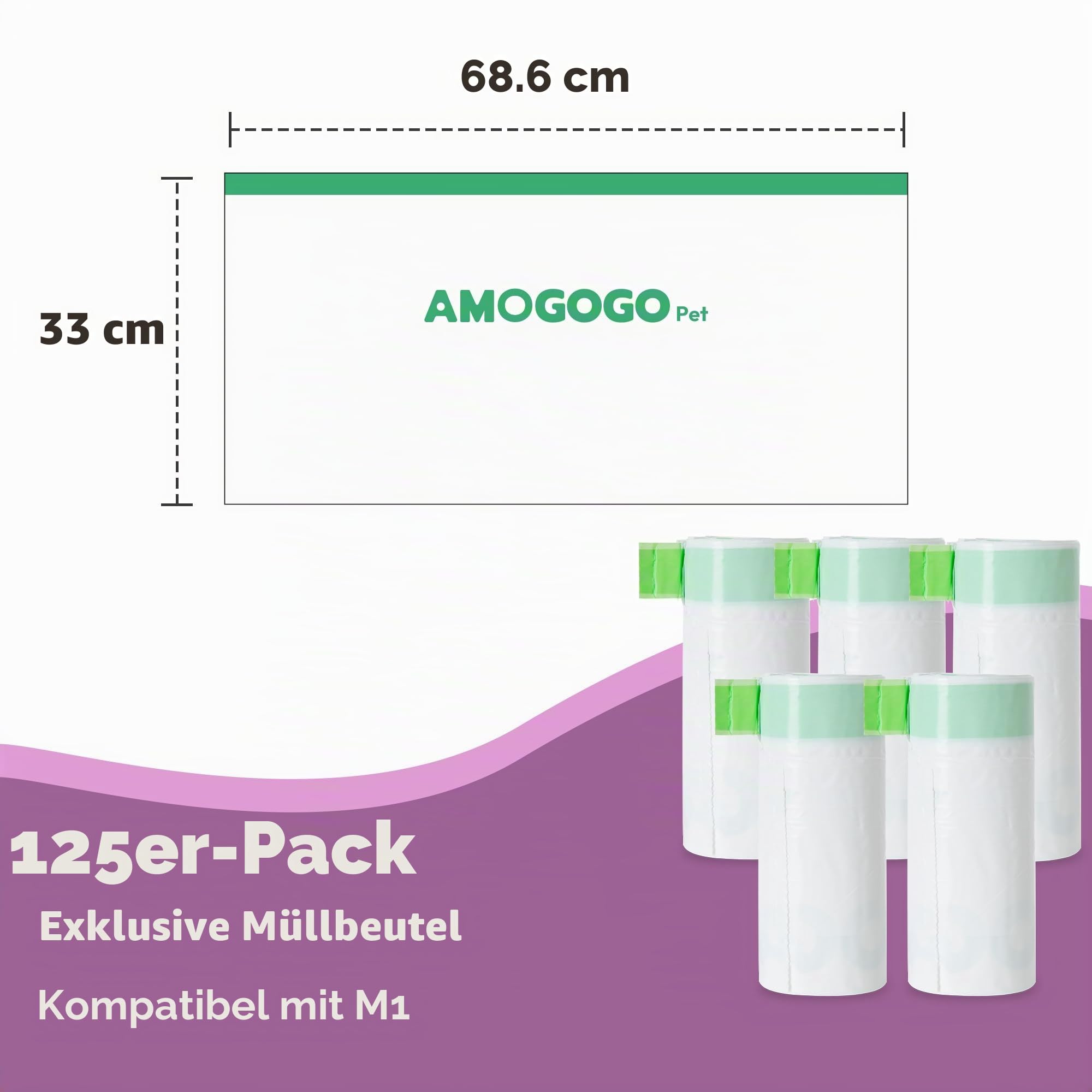 120 Stück Katzentoiletten kompatibel mit Neakasa M1 & Wozhio & Open-X Open-Top selbstreinigende Katzentoilette, ersetzt Abfallsäcke, Katzentoiletteneinlage, 68,6 x 33 cm