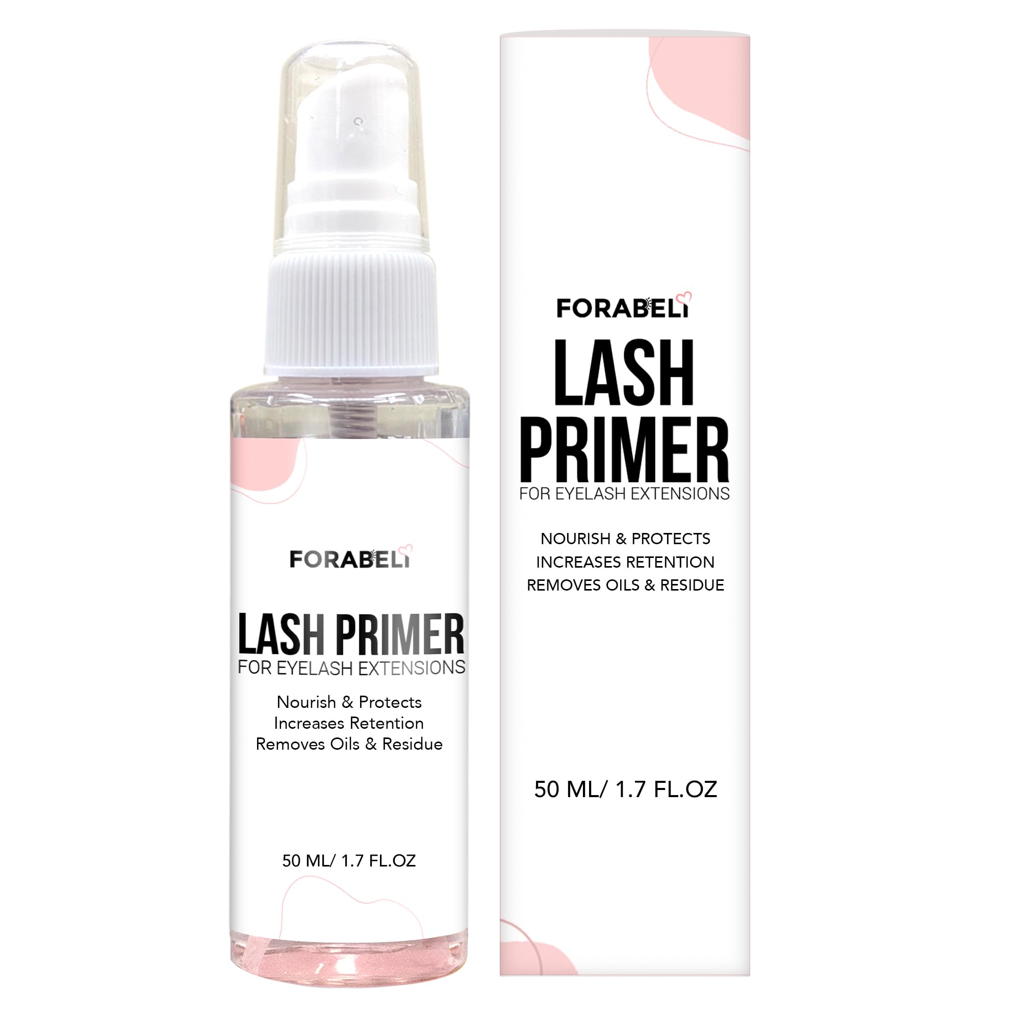 FORABELI Lash Primer Spray for Eyelash Extensions 50ml | Large Value Size Pre-Treatment | Maximum Retention & Adhesion Booster | Protein Remover & Cleanser | Oil Free Formula | 1.69 fl oz 1.7 Fl Oz (Pack of 1)
