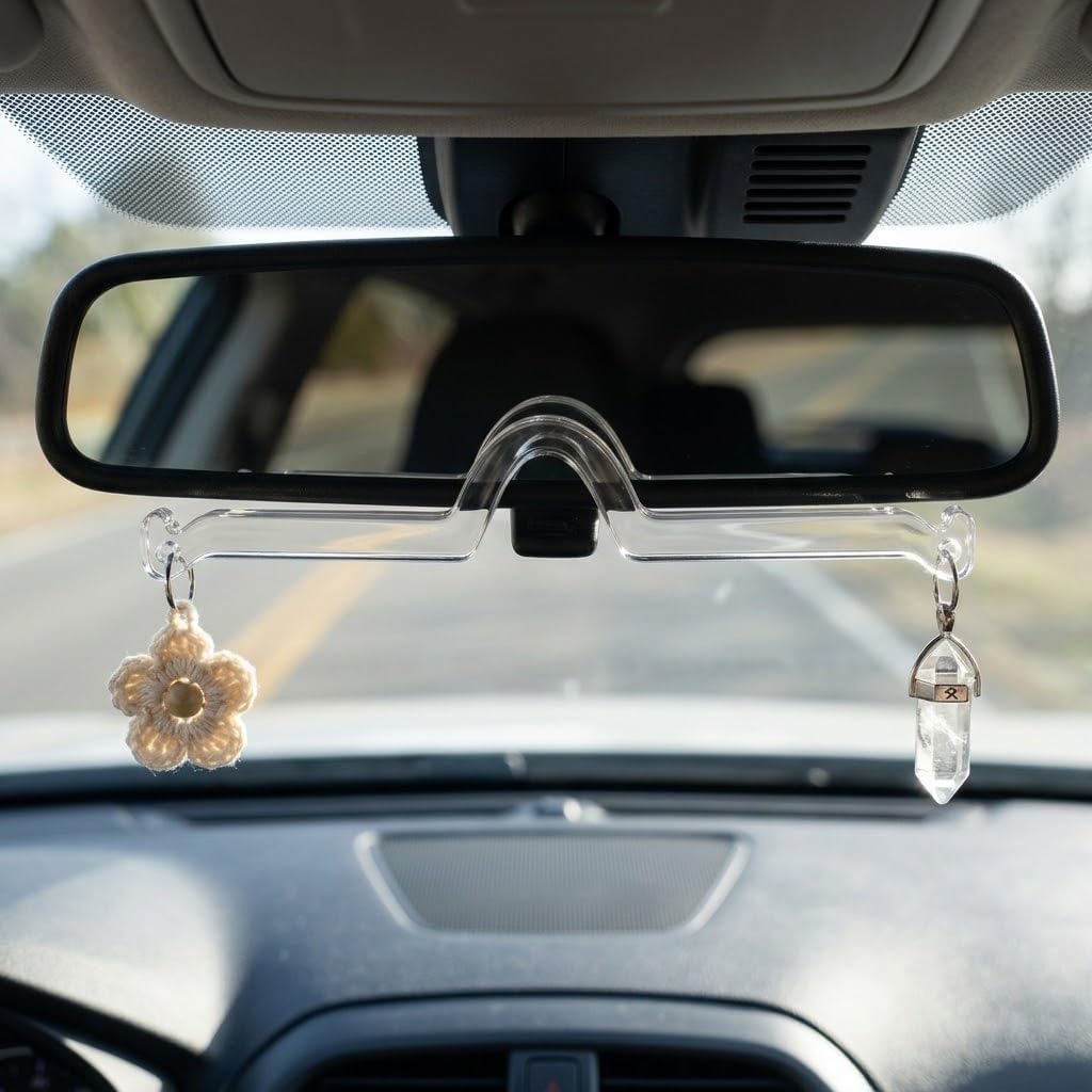 10 Pack Rearview Mirror Charm Holder Combo Set (5 Large 6.7"&5 Standard 5.25"),Clear Acrylic Car Charm Hanger Blanks Multi-Size Display Bar for Car Pendants & Drape Chains DIY Craft Supply image 5