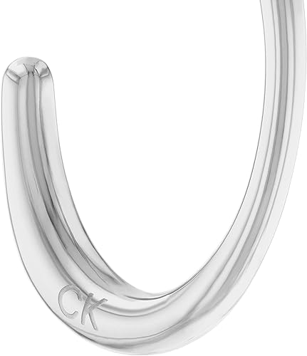 Miniatura 2 de Calvin Klein Pendientes de aro de acero inoxidable para mujer, Color Plata (Modelo 35000346), Acero inoxidable, No es una piedra preciosa