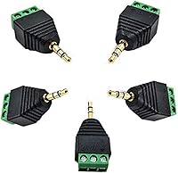 Vista 1 de Paquete de 5 conectores de bloque de terminales TRS macho de 1/8 de pulgada y 0.138 in, conector de audio estéreo de 0.138 in de 3 polos