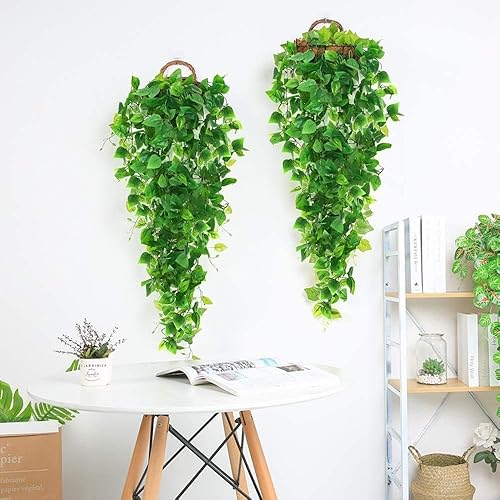 Miniatura 5 de Ageomet 3 plantas colgantes artificiales plantas colgantes falsas de 36 pies vid de hiedra falsa para pared casa habitación decoración interior y
