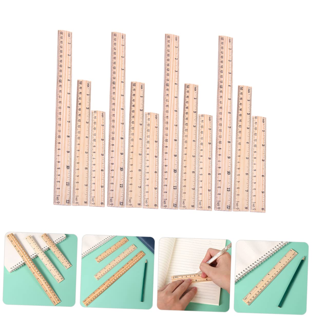 Lurrose Lot De 5 Règles En Bois Règle De Mesure Pour Étudiants Outils Dapprentissage Des Mathématiques Règle Pliante 12 Pièces X 5