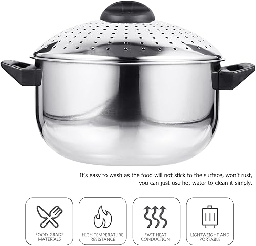 Miniatura 2 de Hemoton Olla de cocina de acero inoxidable para pasta, fideos, olla con colador, utensilios de cocina de 6.3 in/6.3 pulgadas de diámetro