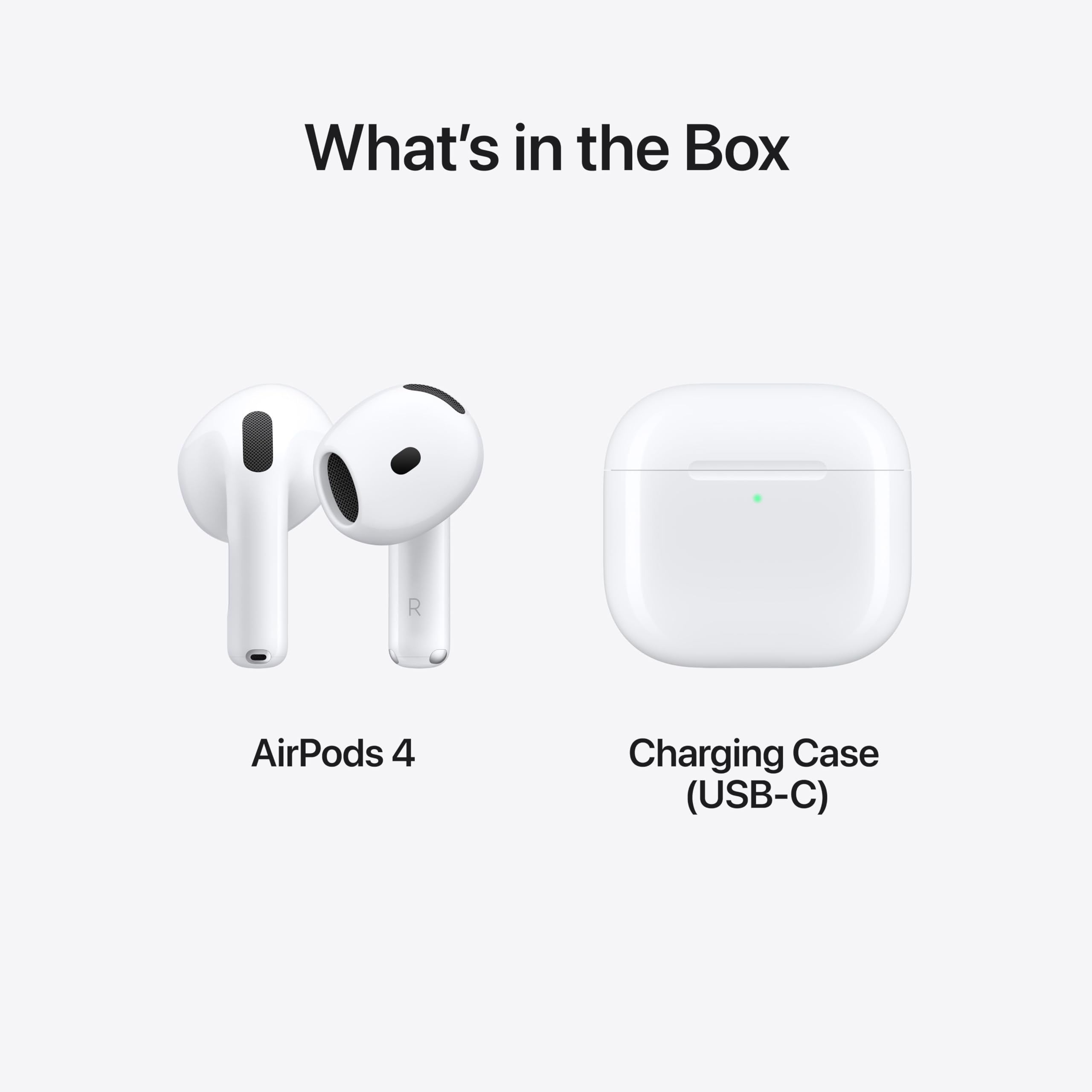 Apple AirPods 4 Wireless Earbuds, Bluetooth Headphones, Personalized Spatial Audio, Sweat and Water Resistant, USB-C Charging Case, H2 Chip, Up to 30 Hours of Battery Life, Effortless Setup for iPhone: Without Active Noise Cancellation With AppleCare+ (2 Years)