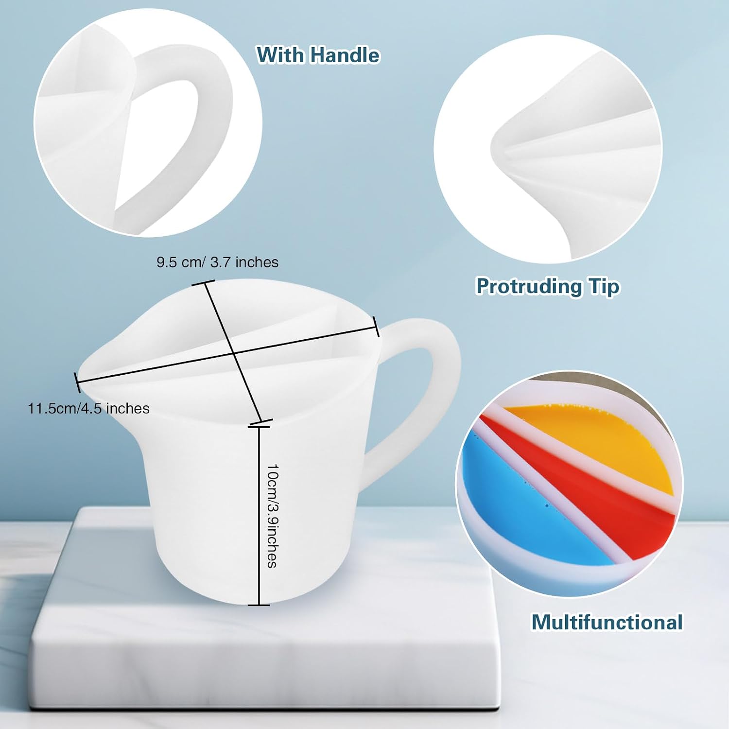 Kunyeah Split Cup with Handle 17OZ/500ML Silicone Cup for Paint Pouring Fluid Art Split Cup Acrylic Paint Pour Cup DIY Making Crafts Supplies Epoxy Resin Art Drawing Accessories (3 Chambers)