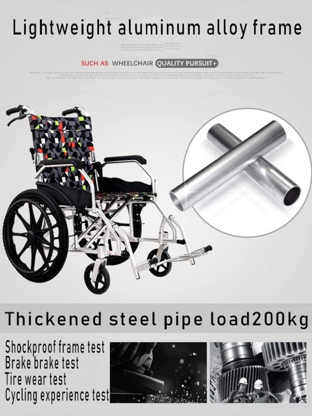 Wózek inwalidzki Transportrolstoelen van aluminiumlegering Comfortabele rolstoelen Verdikte zachte zitting Transportstoel Opvouwbare rolstoelen wygodne
