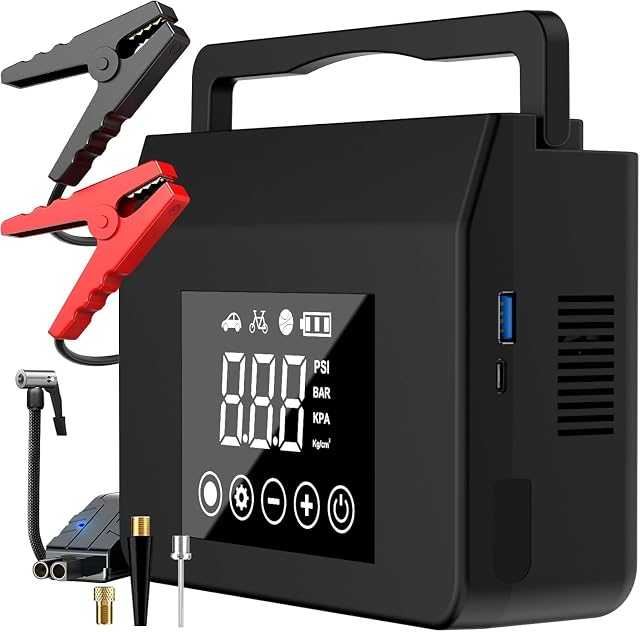 Jump Starter with Air Compressor 4000A Car Battery Jump Starter ALL Gas 8 0L Diesel with 150PSI Tire