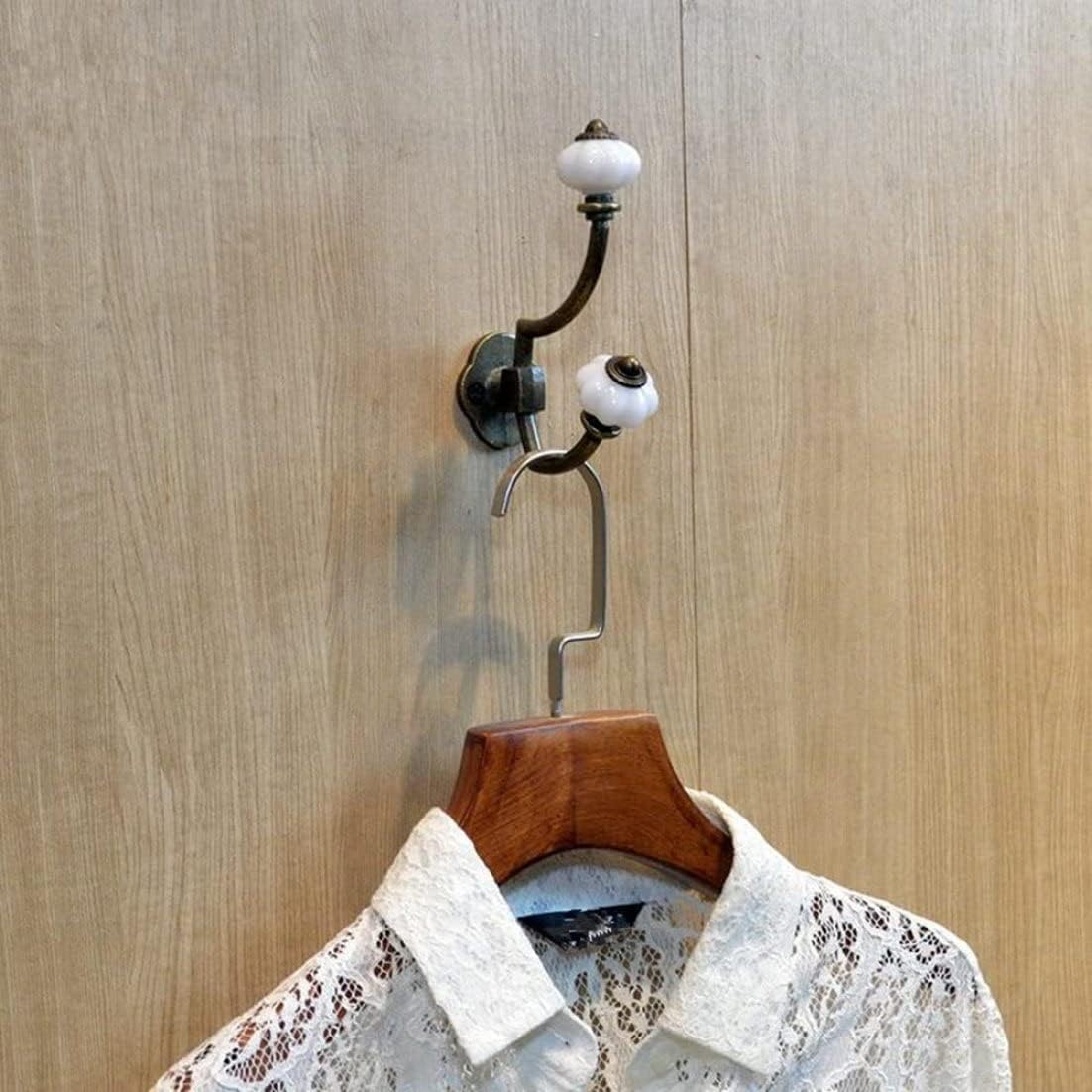 Wall Clothes Hooks Retro Antique Ceramic Coat Hooks for Door Bathroom Bedroom Kitchen Bronze 5 Pcs, Iron Decorative Wall Hooks, Standard, Style 1