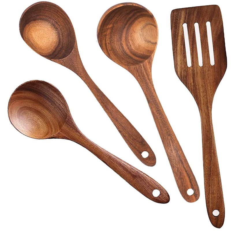 Ensemble d'ustensiles de cuisine en bois pour ne plus rayer vos poêles