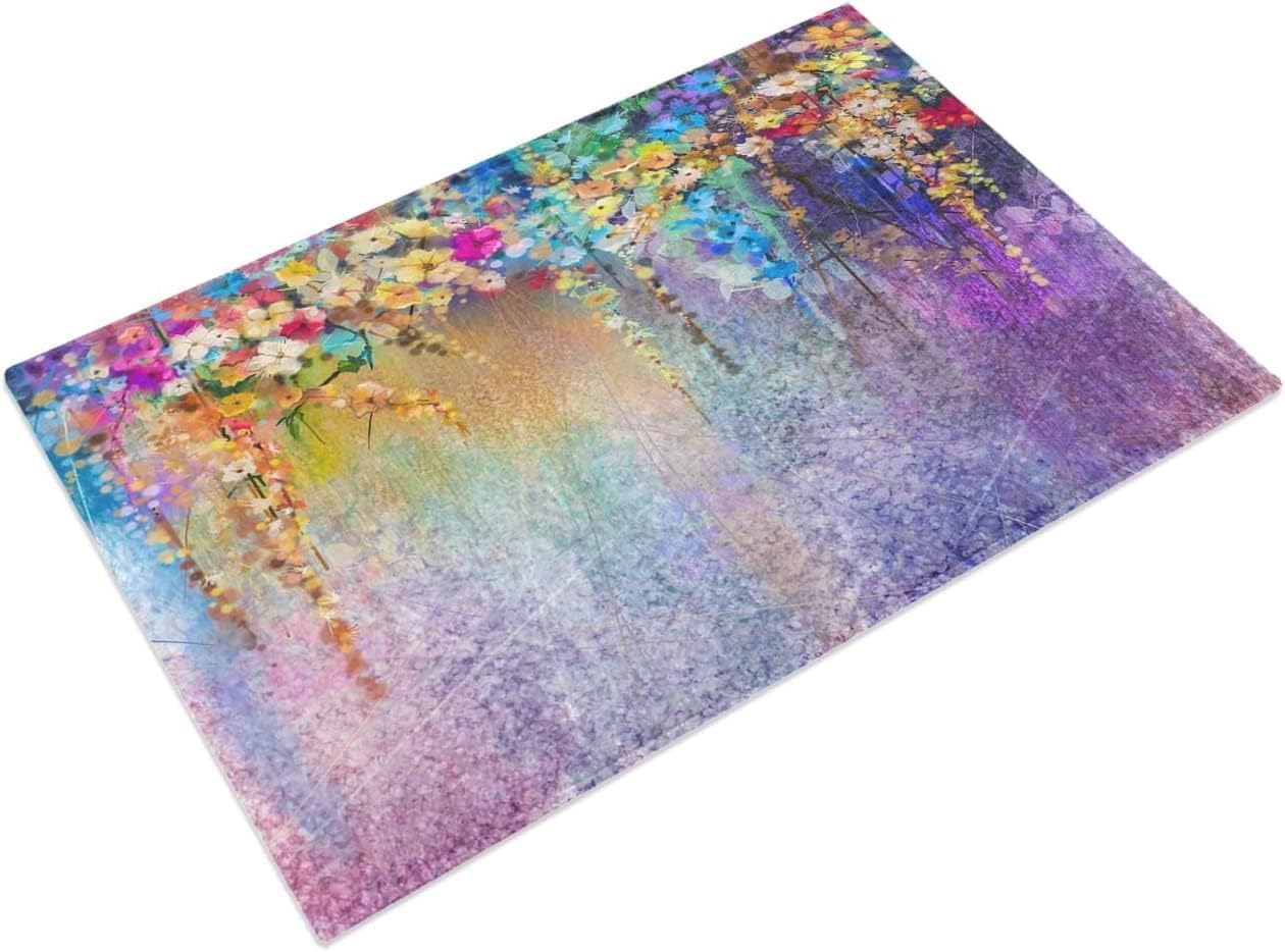 AHXYEVS Floral Plants Watercolor Flowers Periwinkle Cane Multicolor Bath Mats for Bathroom Non-Slip Absorbent Soft Plush Doormat Rugs Decor Floor Mat