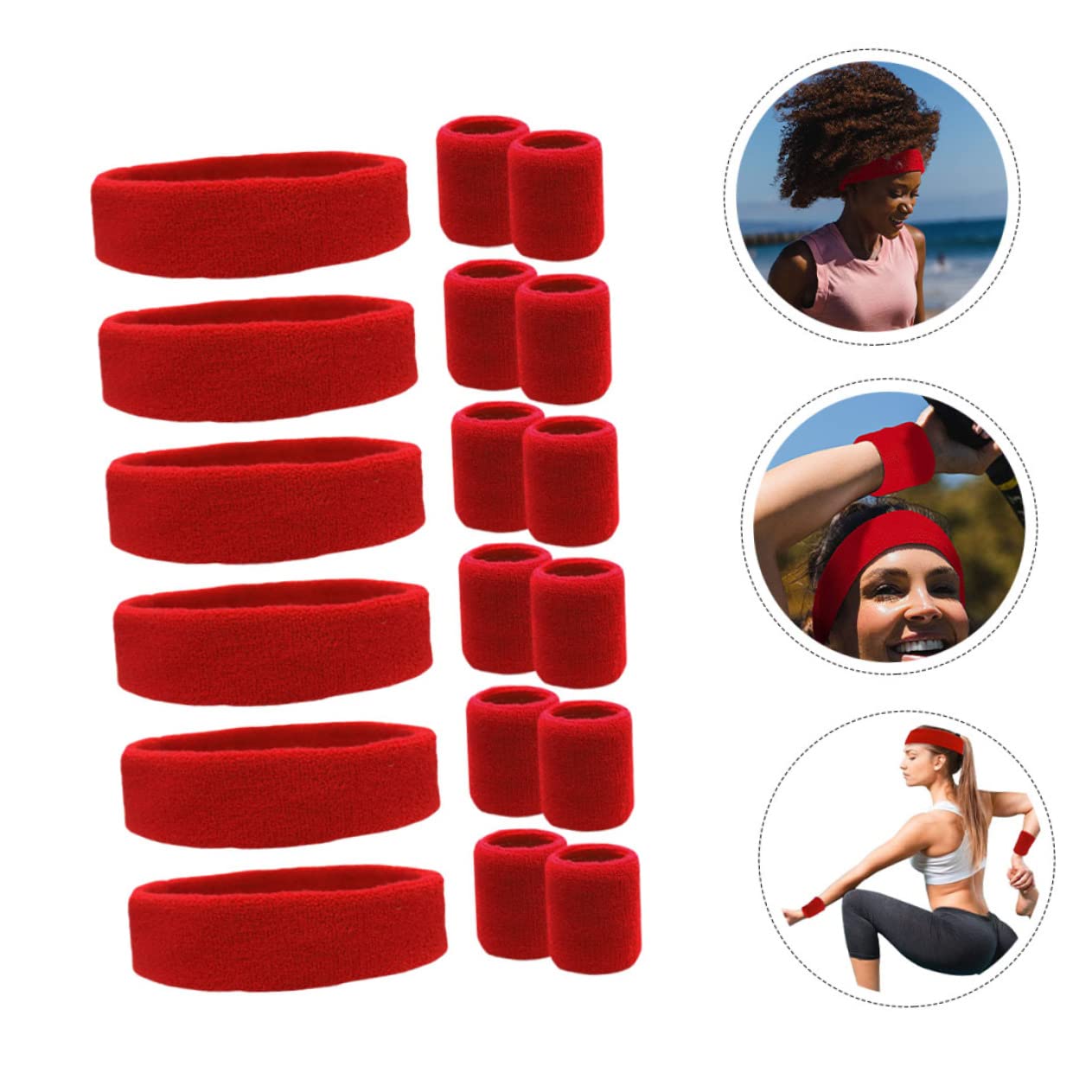Toddmomy Sport Schweißband und Stirnband aus Polyester für Yoga und Radfahren Elastisch Formbeständig Passend für Damen und Herren Rot