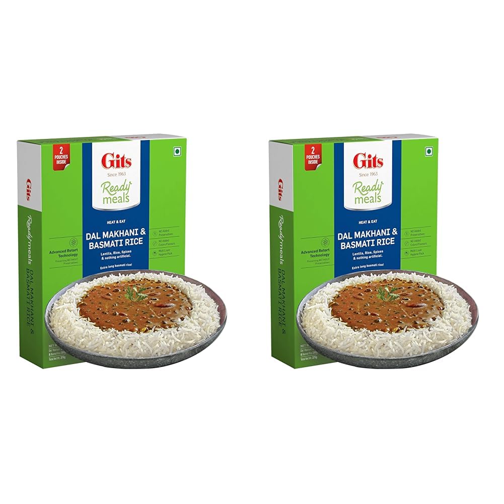 Gits Ready to Eat Basmati Rice + Dal Makhani Combo Meal, Pure Veg, Heat and Eat, 375g (Pack of 2)-image-26