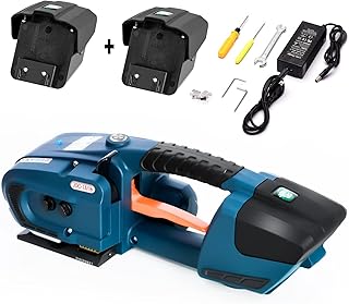 Electric Strapping Machine with 2 x 4000mha Battery Automatic Strapping Tool for 1/2 in-5/8 in PP/PET Straps Portable Electric Baler Banding Tool for Packaging Box Pallet