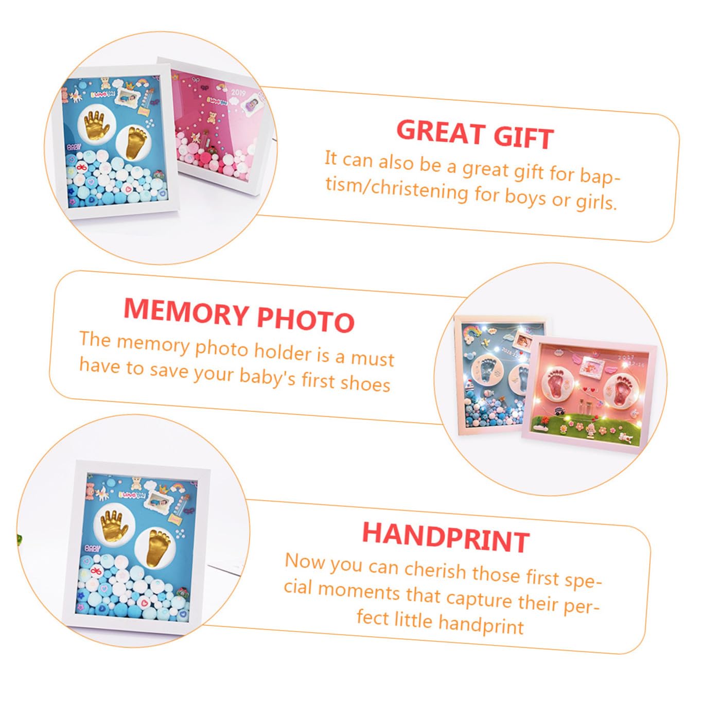 IMIKEYA 1 Ensemble Kit de Moulage pour Photo Souvenir avec Encre pour Mains pour Bébés Accessoire de Mémorisation