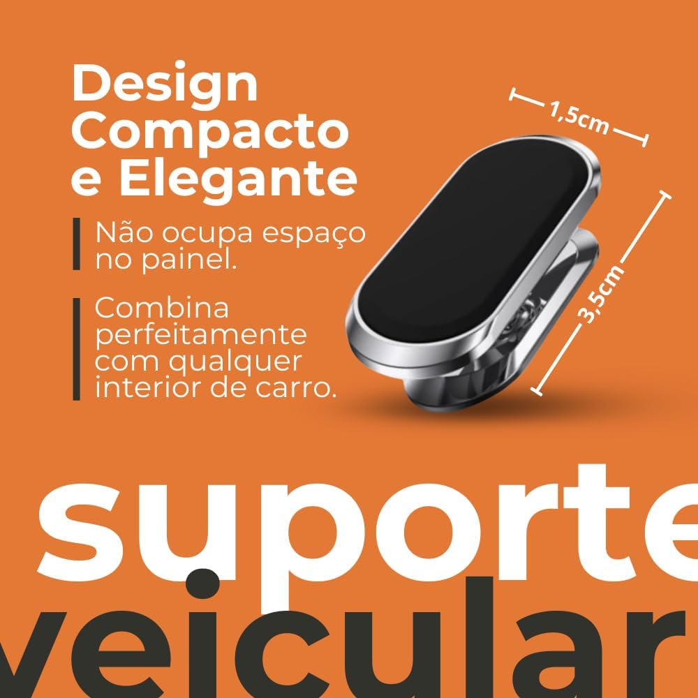 Suporte Magnético Veicular 360º Compatível com Todos os Smartphones Instalação Simples Sem Resíduos 5
