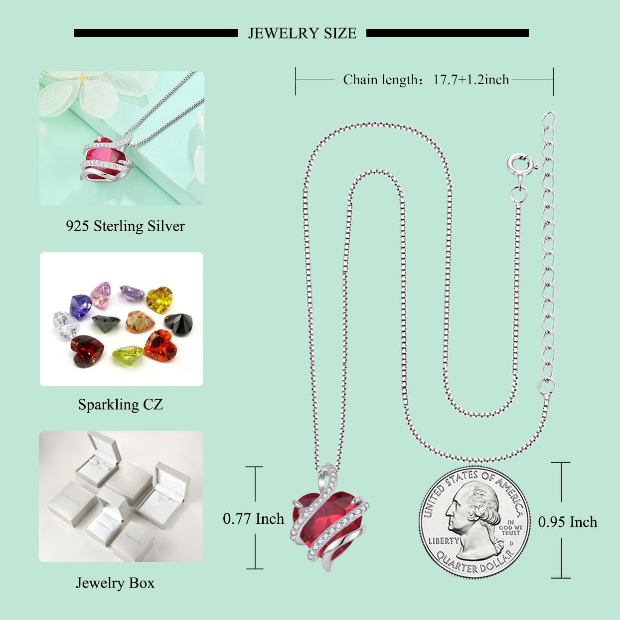 STARCHENIE Heart Birthstone Necklace 925 Sterling Silver Infinity Love Pendant Necklace Jewelry for Women - Image 6