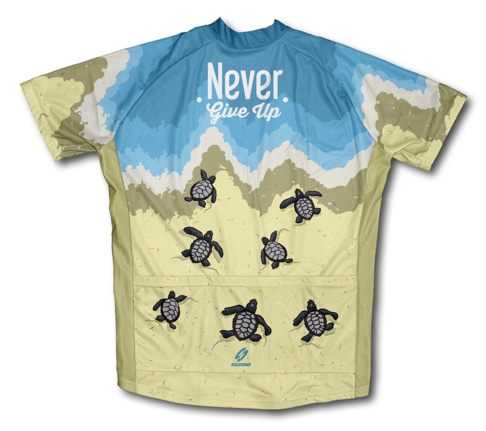 ScudoPro Turtle Never Give Up Short Sleeve Cycling Jersey for Men - Size XL