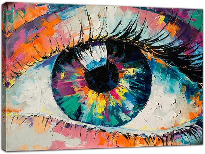 24x18in canvas wall art stretched on wood frame with backboard support - Conceptual abstract picture of the eye