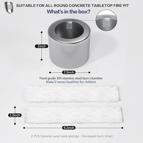 Miniatura 2 de Cámara de quemado de acero 304 accesorios para fogatas de mesa que prolongan el tiempo de combustión en 70 minutos, altura de llama reducida para