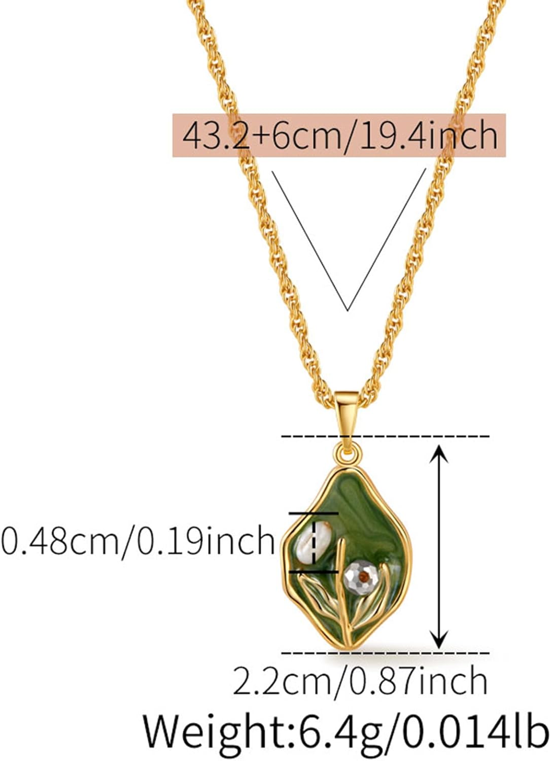 Jean Beau Vintage Enamel Drop Glazed Pearl Necklace for Women, 14k Gold Plated Dainty Flowers Leaves Necklaces Party Fashion Jewelry Gift - Image 3