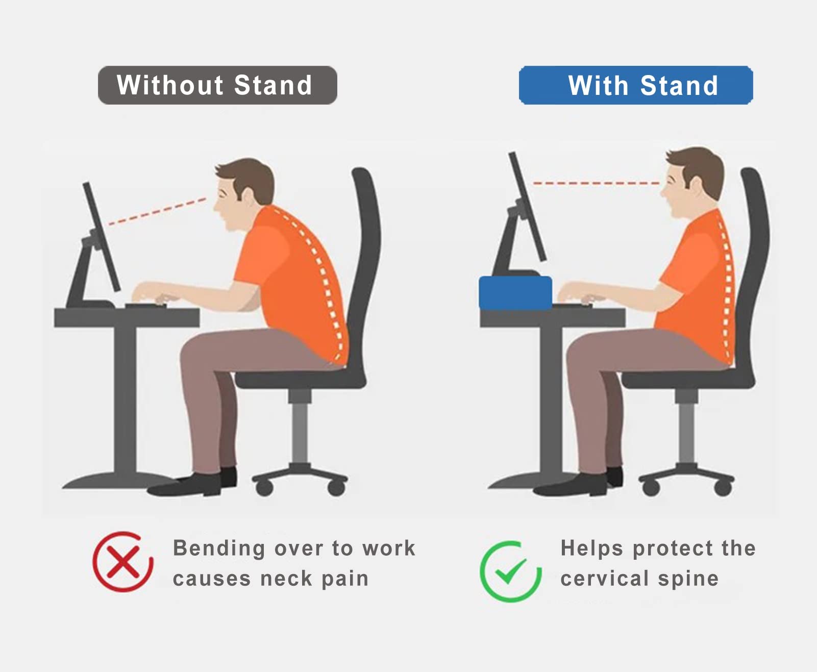 C'ESTBON Supporto Monitor Supporto per Monitor Angolare Ergonomico A Triangolo, Supporto per Monitor in Legno con Cassetto, Supporto per Monitor da Tavolo Ad Angolo per Scrivania A L
