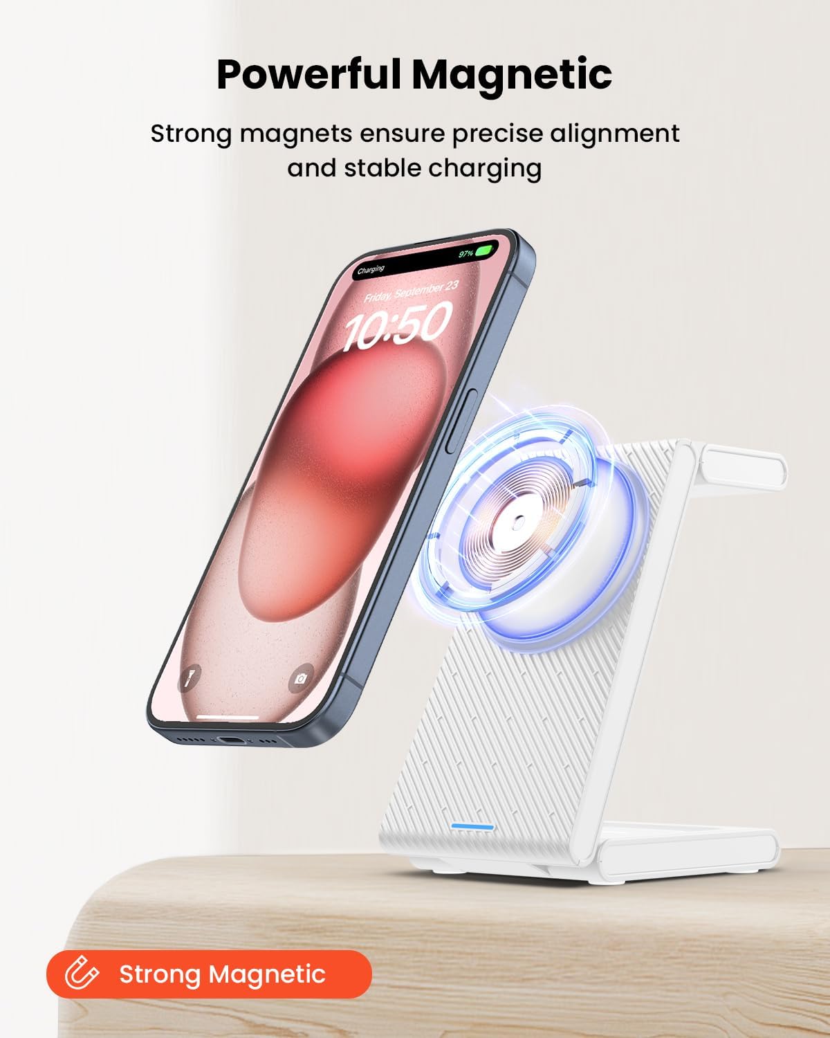 GEEKERA Magnetic 3 in 1 Foldable Charger Stand Dock for Apple Watch Ultra/SE/9/8/7/6/5/4/3/2, iPhone 16/15/14/13/12 Pro Max Plus Mini, for AirPods Pro/3/2
