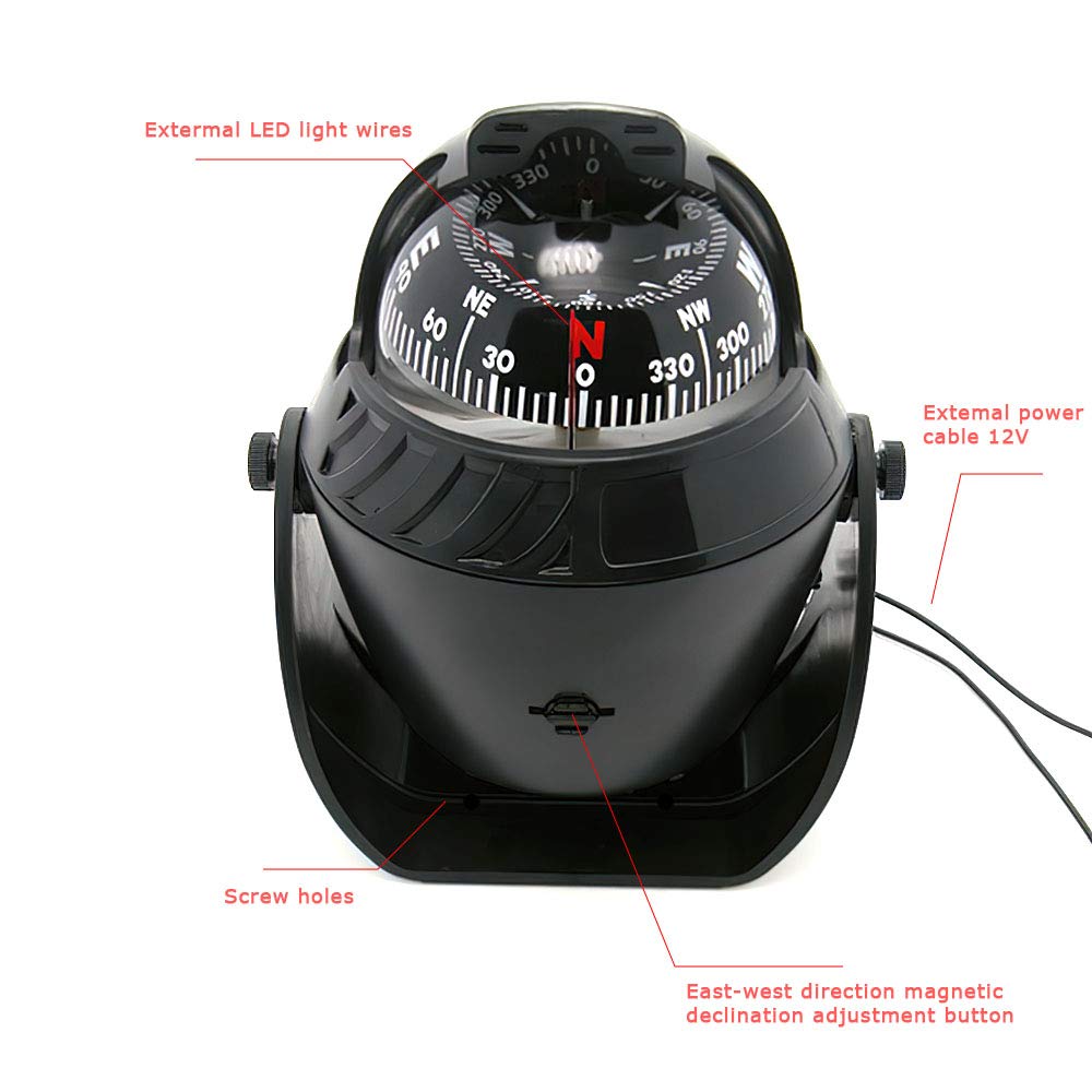 Boussole Lumineuse électronique 12V Pour Voiture, Camion, Bateau – Navigation Intérieure