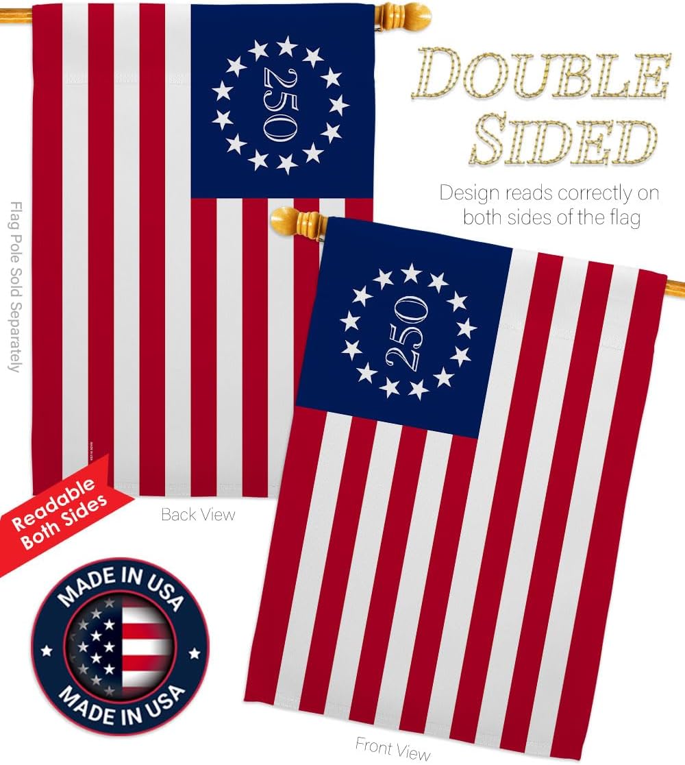 America 250 Flag Betsy Ross Independence Day Wall Tapestry House Banner Official Licensed Merchandise Canvas Prints Yard Sign Textile Woven Fabric Poster USA 250th Anniversary Decoration Gift