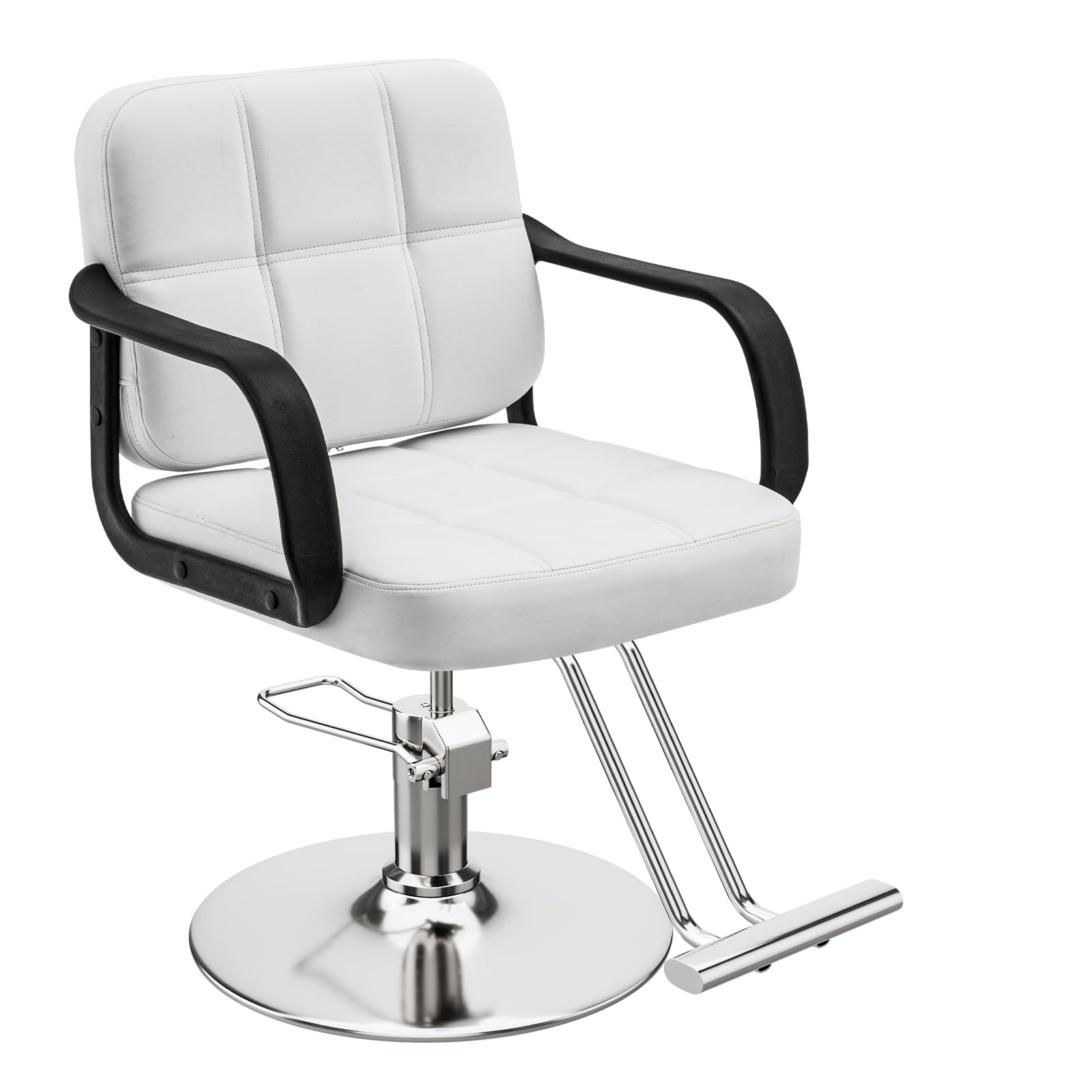 L'aimefois Barber Chair for Hair Stylist- 360° Swivel, Adjustable Height, Capacity 350 LBS with Heavy Duty Hydraulic Pump, Comfortable Salon Chair for for Hair Stylists, Home Use,White