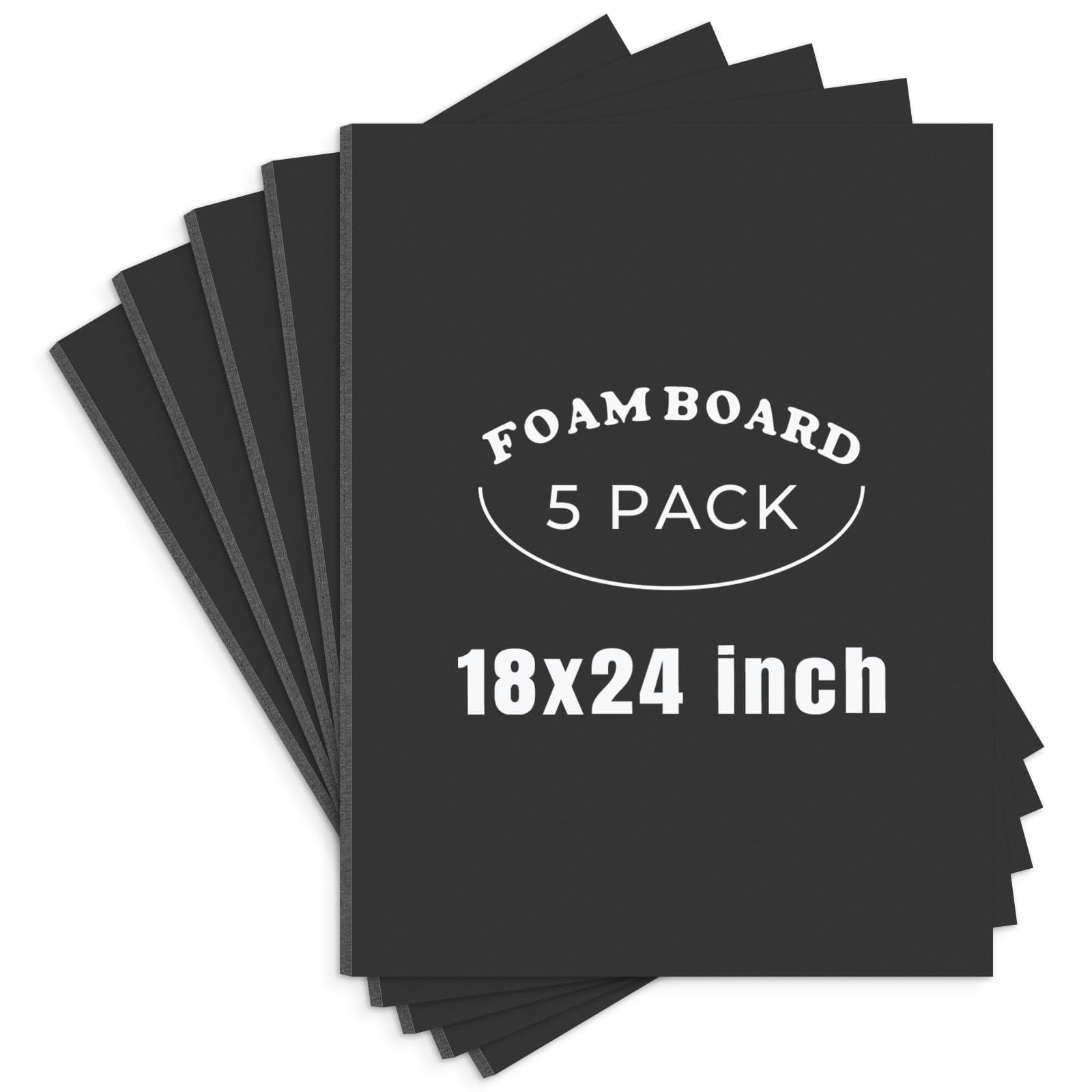 AUEAR, 5 Pack 18x24 Black Foam Boards, Foam Core Poster Board for Display, Mounting, Print, Presentation and Projects, 3/16'' Thick