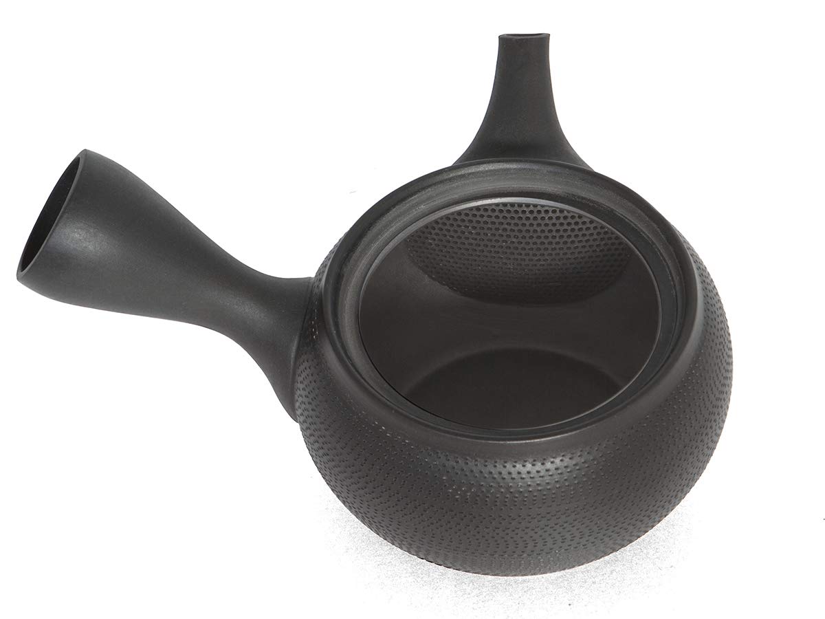 NAOKI TAKEMOTO - Théière Japonaise Tsuba Maruba. Couleur : Noir - Fabriqué à la Main sur Le côté de Casserole - Passoire en céramique intégrée