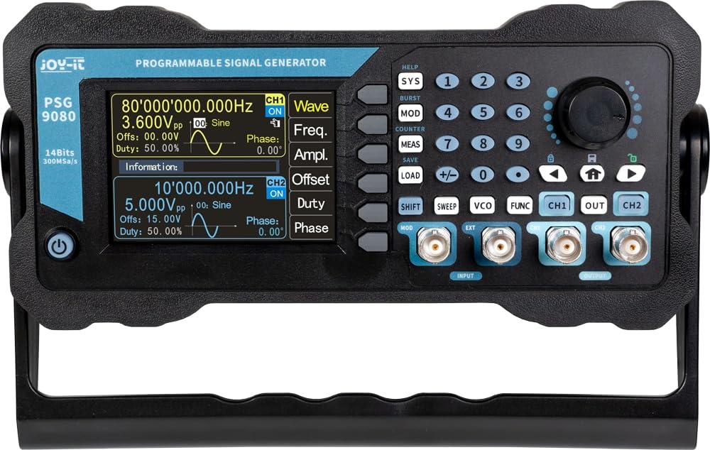 JT-PSG9080-B Générateur de signaux Joy-it 0 MHz - 80 Hz 2 canaux Triangulaire, Courbe de Lorenz, Impulsion, Bruit, Rect