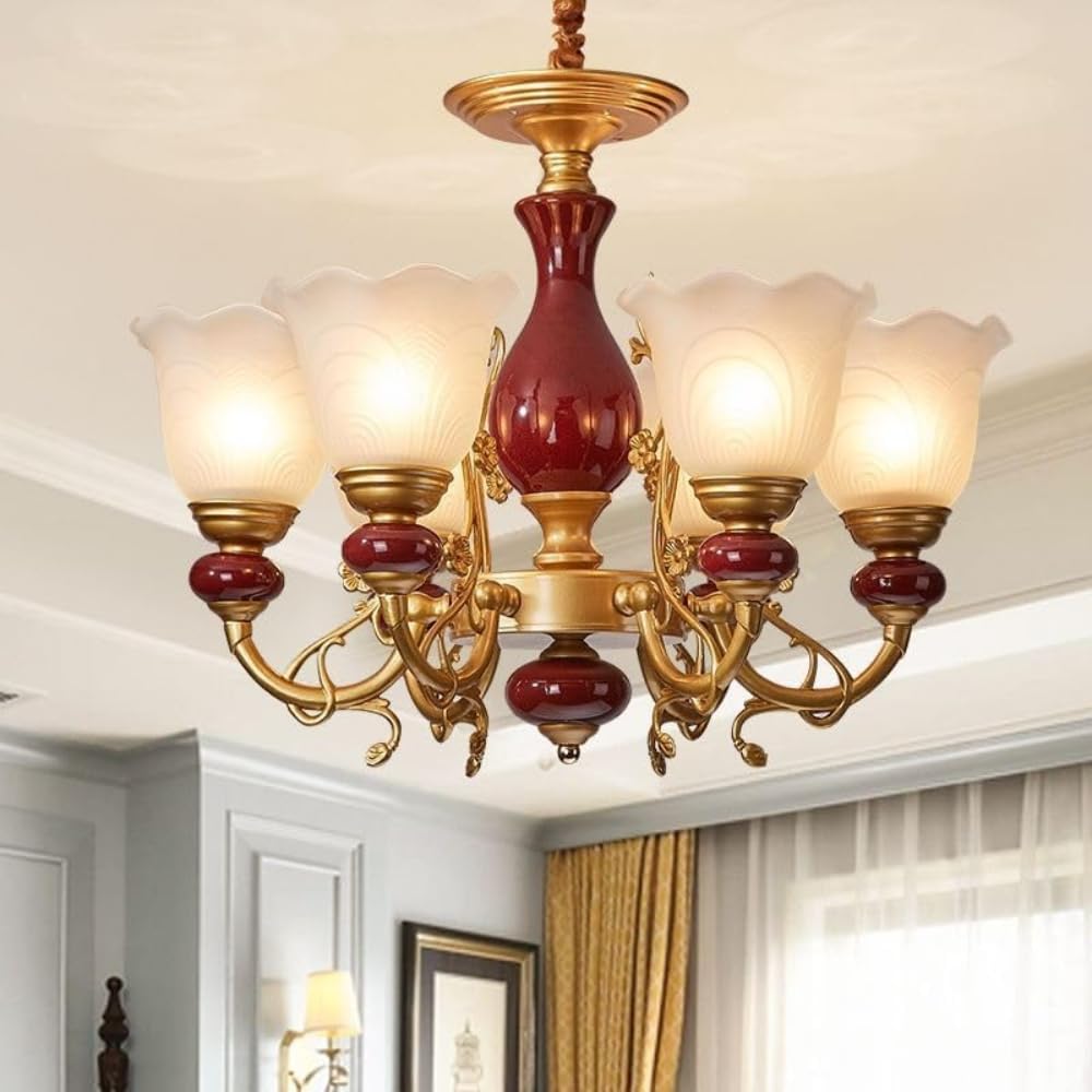 Vintage-Modern Ceiling Fan with Light Kit - European-Style Chandelier | Simple Home Lighting for Dining Room & Bedroom (13 Lights) ()