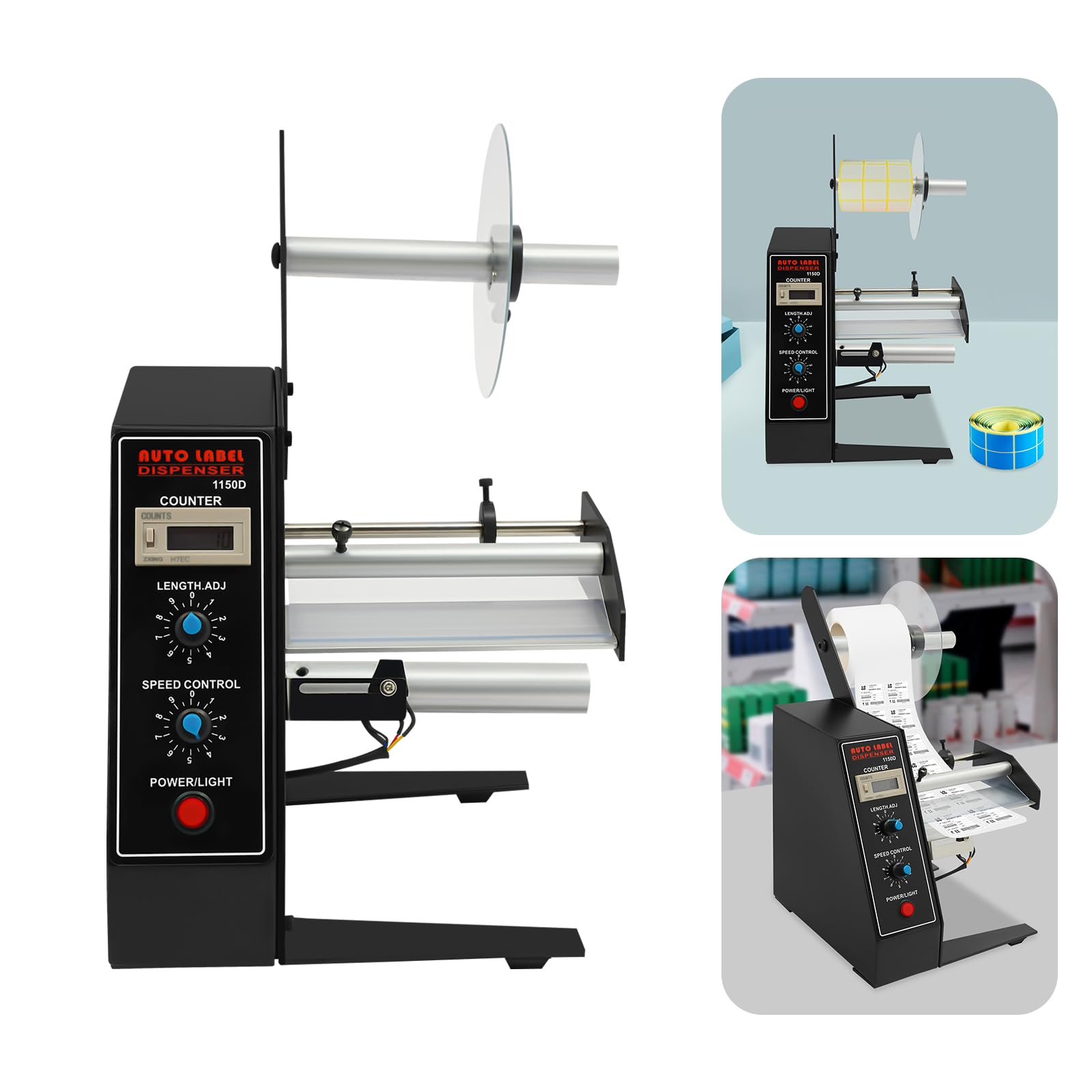 Distributore automatico di etichette con contatore, distributore di etichette regolabile velocità per etichette larghezza 5-140 mm, lunghezza 10-150 mm