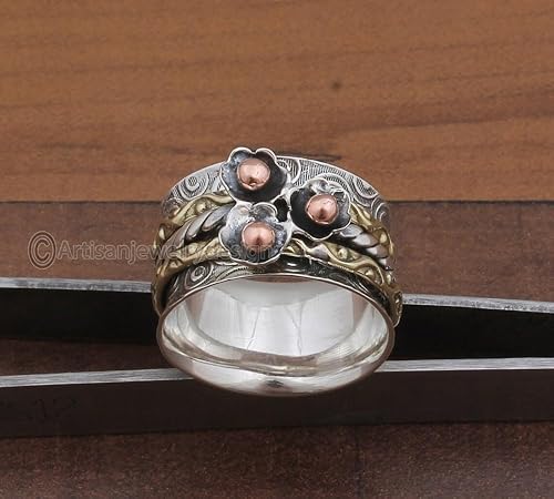 Miniatura 3 de Spinner Silver Ring, 925 Silver Ring, Handmade Silver Ring, Family Band Ring, Worry Silver Ring, Antique Silver Ring, Spinning Silver Rings, Gift