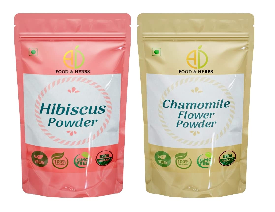 A D Food & Herbs Combo of Hibiscus/Chamomile Powder Aromatic Edible for Homemade Lattes, Tea Blends, Bath Salts, Face packs & Body packs (20 GMS x Pack of 2)-picture-20