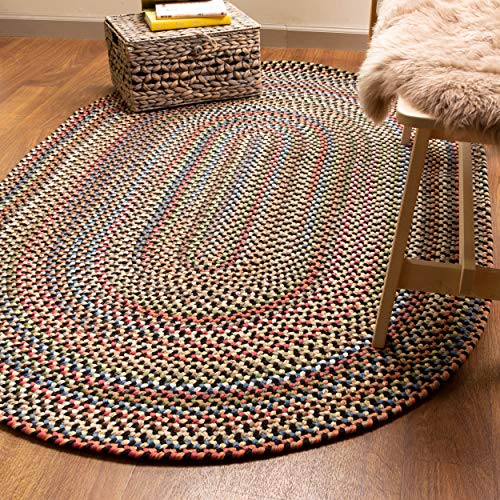 Super Area Rugs Roxbury American Made Braided Rug For Indoor Outdoor Spaces, Charcoal/Natural Multi, 2' X 3' Oval #TOP2