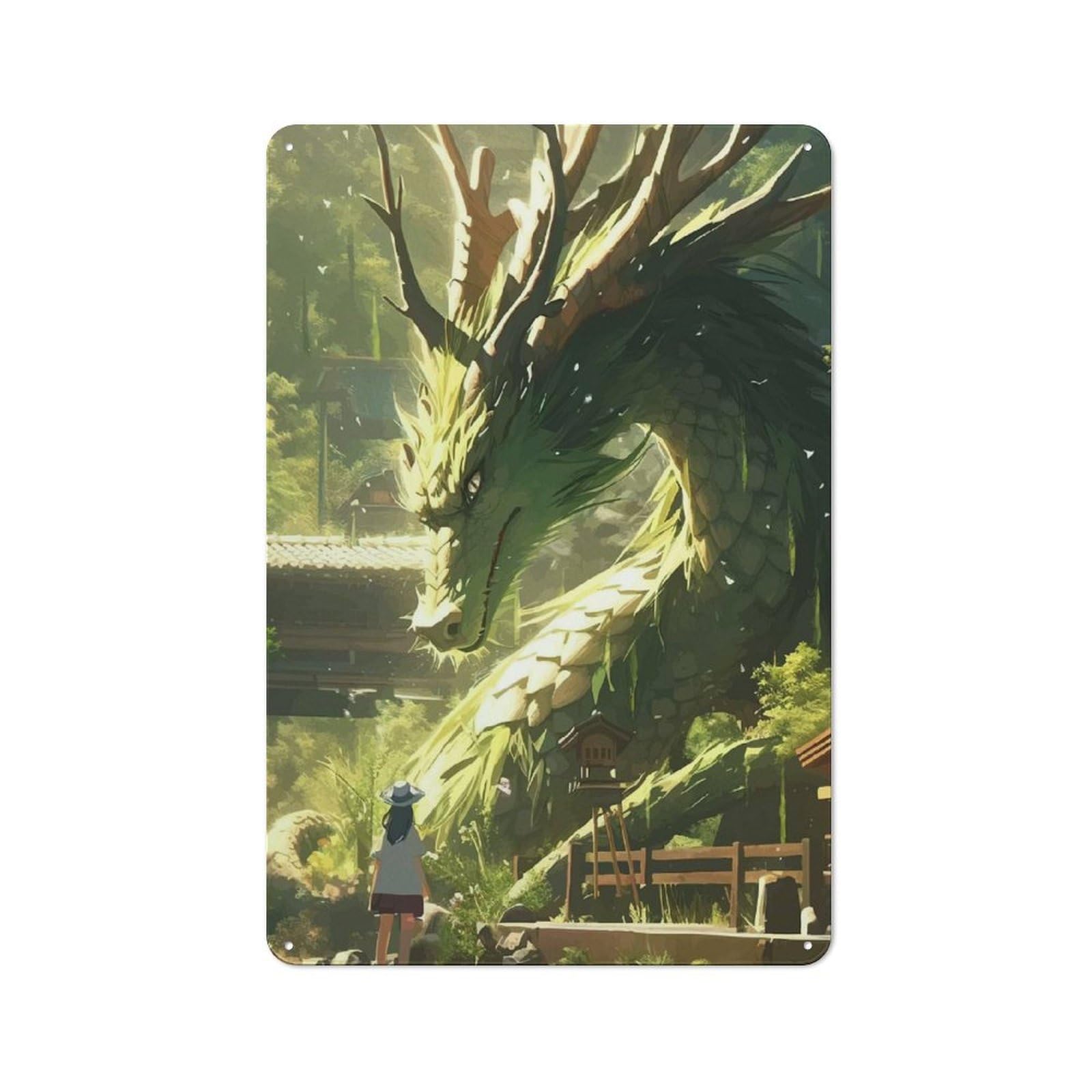 Junmoney Girls Style-13 Forest Dragon And Encounter Tin Sign 30X20cm, Garage Style Workshop Wall Decor For Garage, Workshop, Shed Or Utility Room