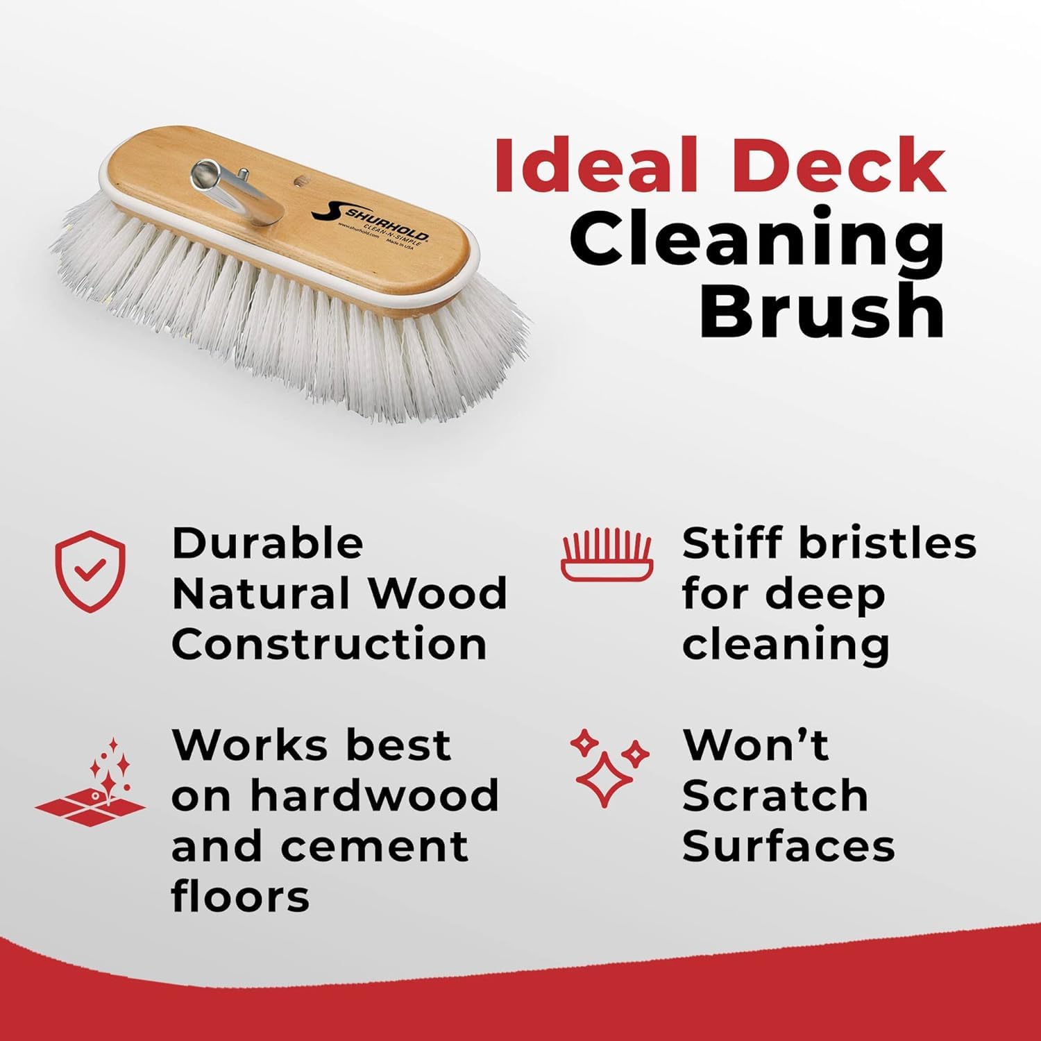 Shurhold Brosse Pont Classic 6 Pouces - Tête Inclinée Avec Poils Évasés Et Pare-chocs Caoutchouc