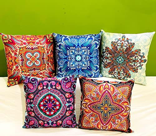 BALLEY Multicolor Dot Jute Cotton Cushion Cover -16x16 Inches Colourful