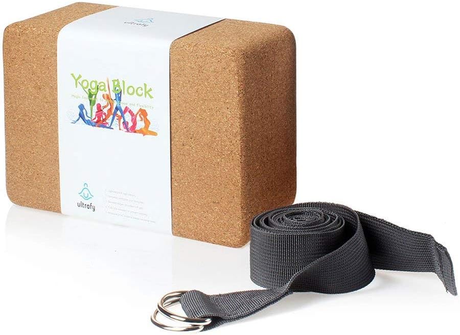 Ultrafy Yoga Blocks Bricks, Water-Resistant, Support Bricks with Exercise Strap for Better Positions Stretching Yoga Accessories