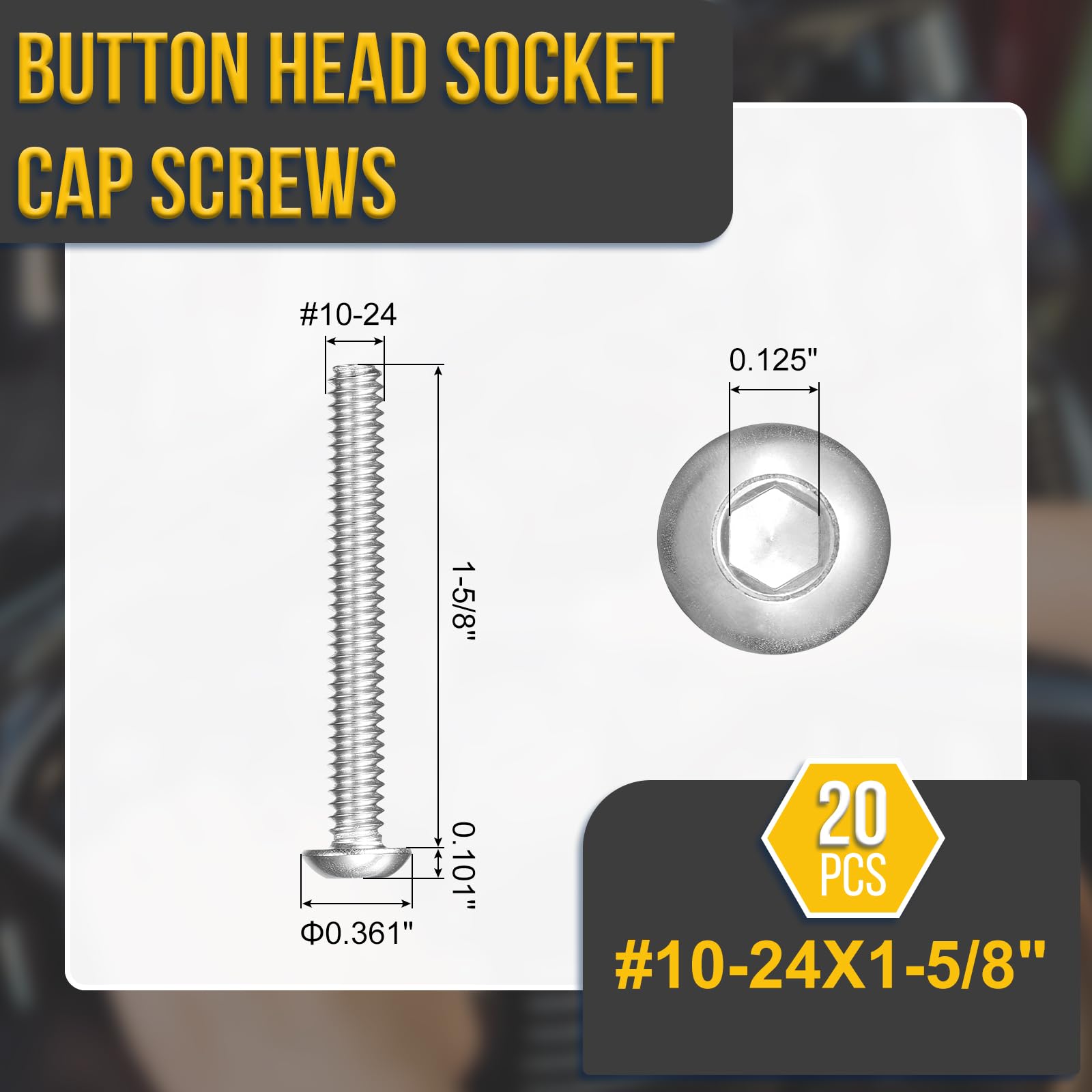 DTGN #6-32x1/4" Socket Head Cap Screws (100 Pack) – 304 Stainless Steel Hex Bolts For Bikes, Autos, & DIY Projects - View #3