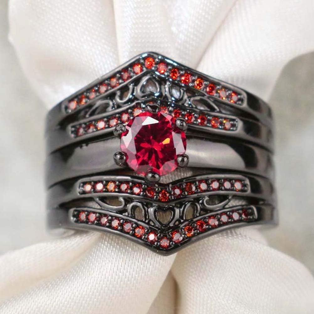 His and Hers Wedding Ring Sets Couples Matching Rings Ring Black Women's Black Cubic Zirconia Wedding Engagement Ring Bridal Sets & Men's Stainless Steel Wedding Band