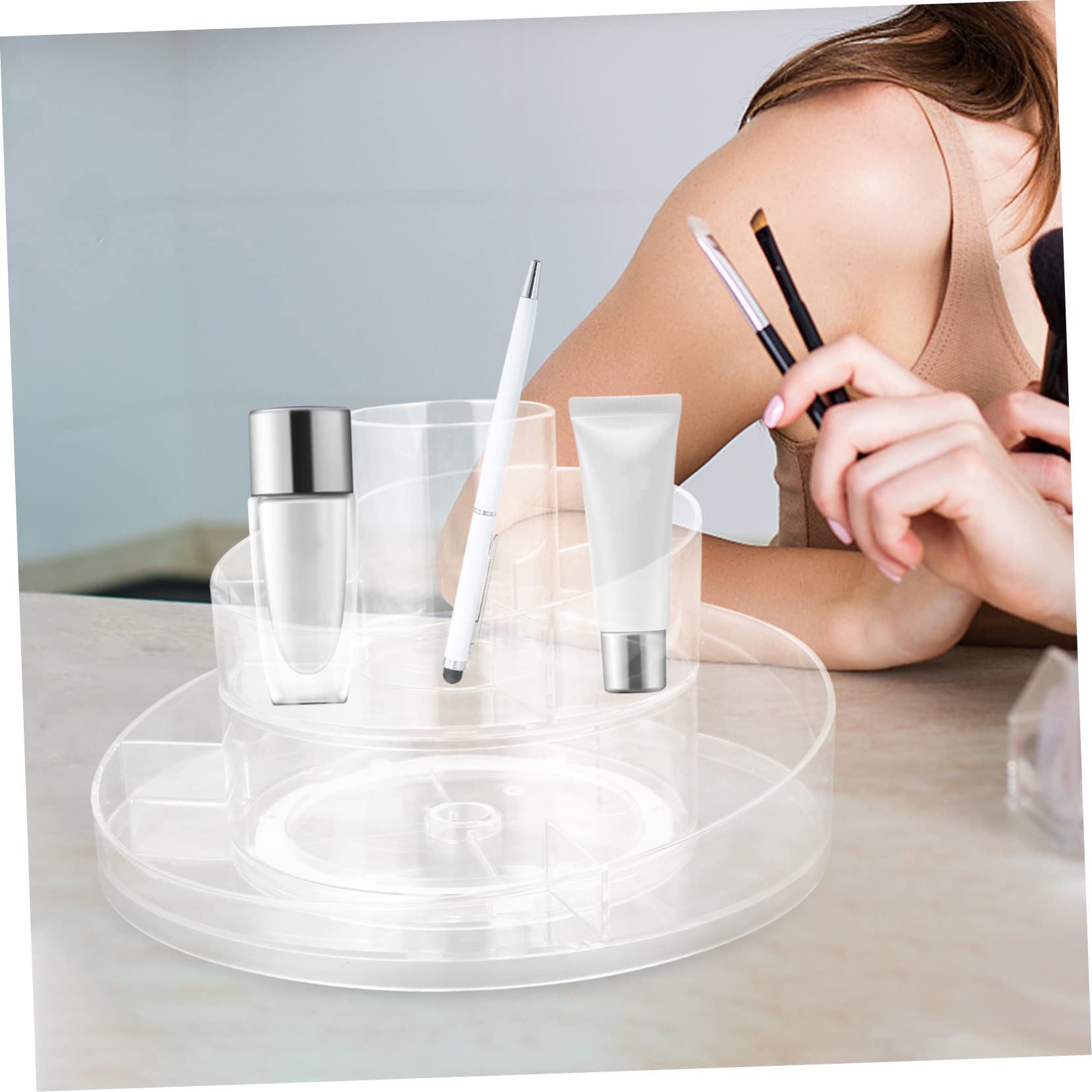 Organizzatore Cosmetici Girevole 360° PET a Due Livelli