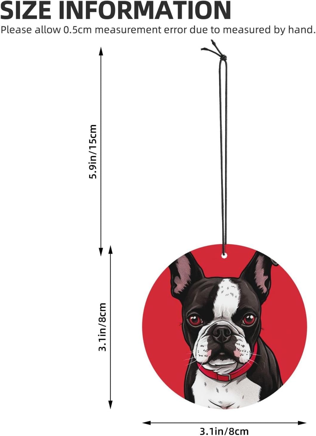 Car Air Fresheners Cards Set of 4 Pieces,Boston Terrier Dog Red Mirror Pendant Hanging Scented Cards for Wardrobe Bathroom Long-Lasting Auto Aromatherapy Tablets Gifts Car Rearview image 4